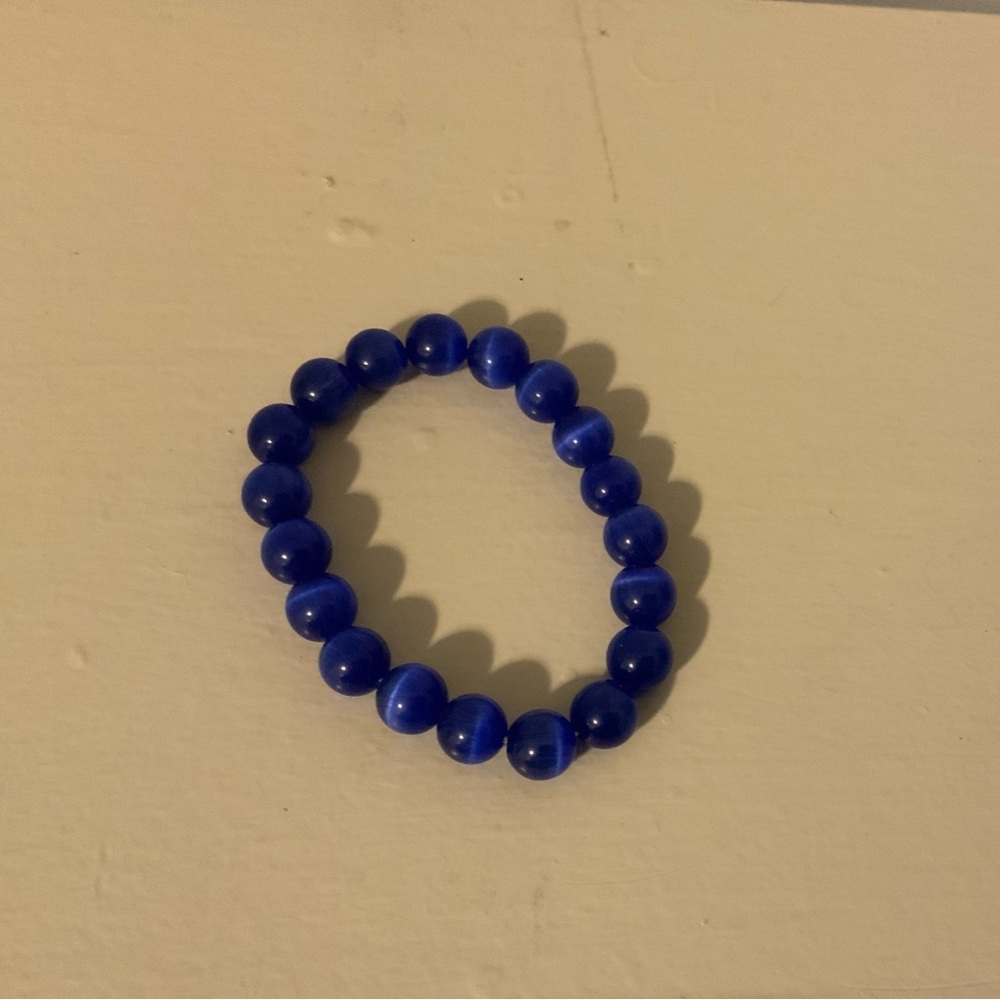 Blue Tiger’s Eye Gemstone Stretch Elastic Bracelet Crystal Healing Jewelry - Picture 2 of 2